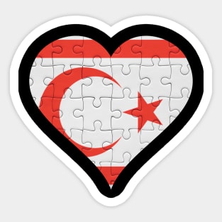 Turkish Cypriot Jigsaw Puzzle Heart Design - Gift for Turkish Cypriot With Northen Cyprus Roots Sticker